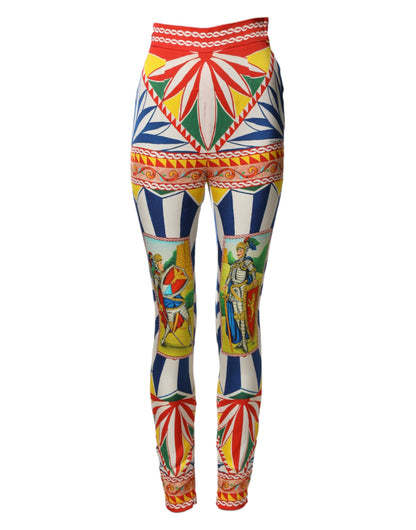 Pantalones Dolce & Gabbana Multicolor Seda Carretto Leggings Cintura Elástica