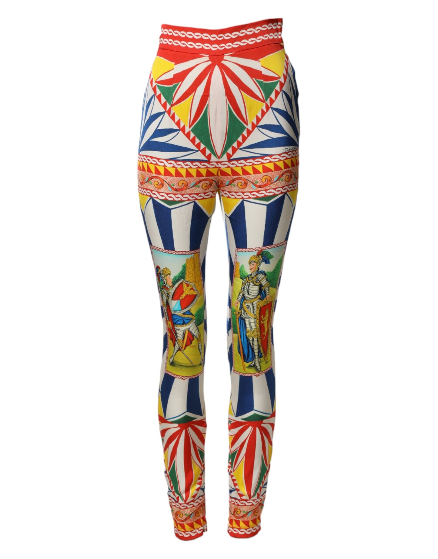 Pantalones Dolce & Gabbana Multicolor Seda Carretto Leggings Cintura Elástica