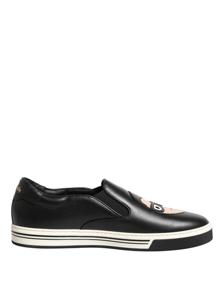 Zapatillas Dolce & Gabbana de cuero negro con figuras distintivas
