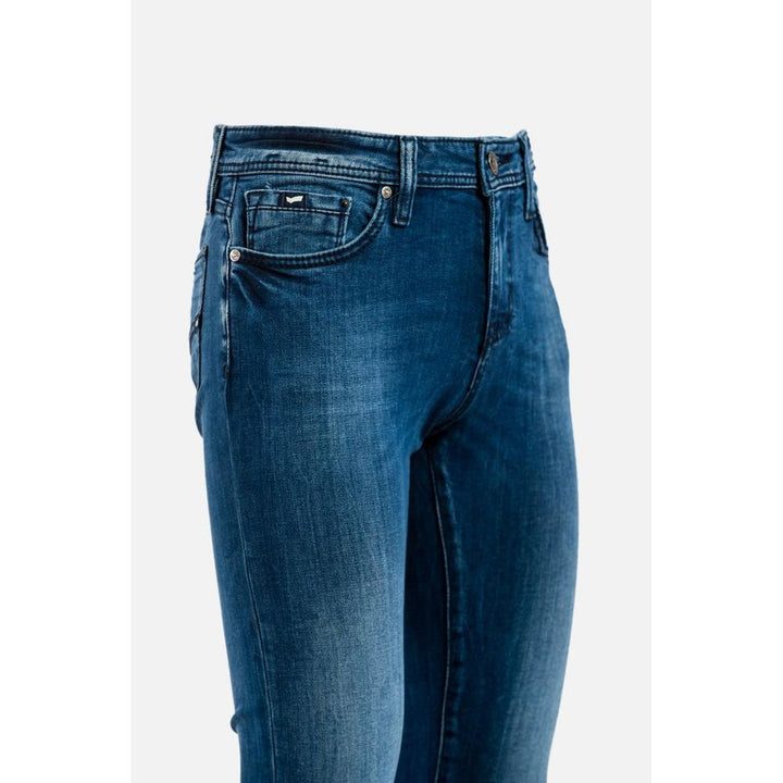 Gas Blue Cotton Slim Fit Jeans