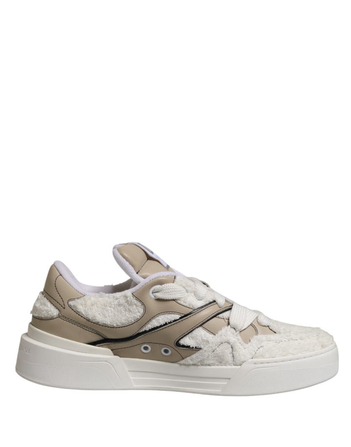 Zapatillas bajas Dolce & Gabbana de piel sintética en blanco y beige