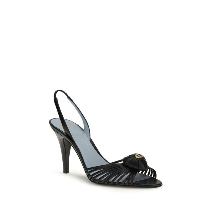Sandales à talon aiguille en chèvre noir Valentino Garavani