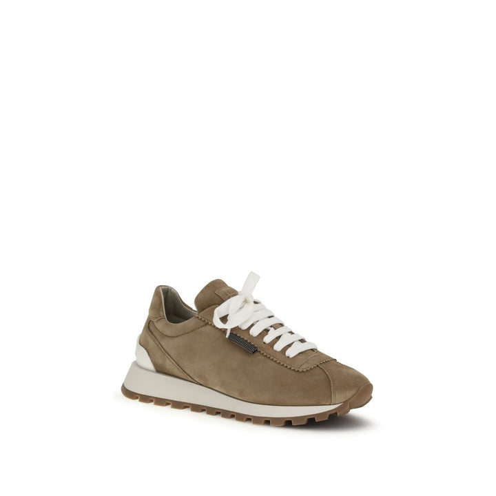 Zapatillas de plataforma Brunello Cucinelli de piel de becerro beige Bos Taurus
