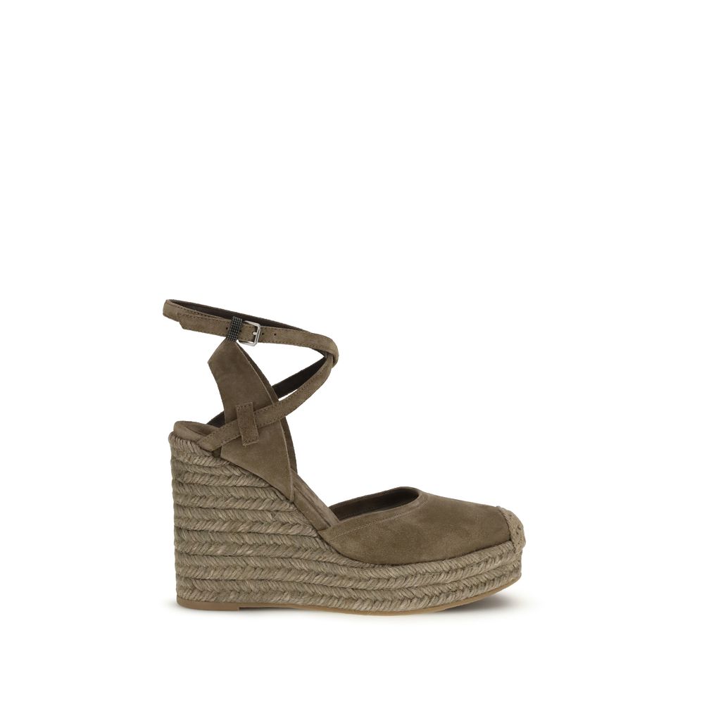 Espadrilles en cuir de veau beige Bos Taurus Brunello Cucinelli