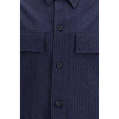 Balmain Blue Cotton Coat