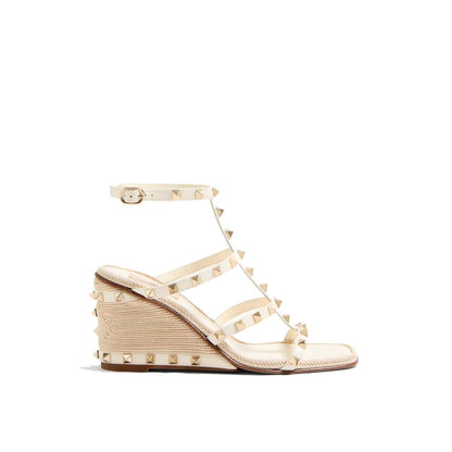 Sandales compensées Valentino Garavani en veau beige