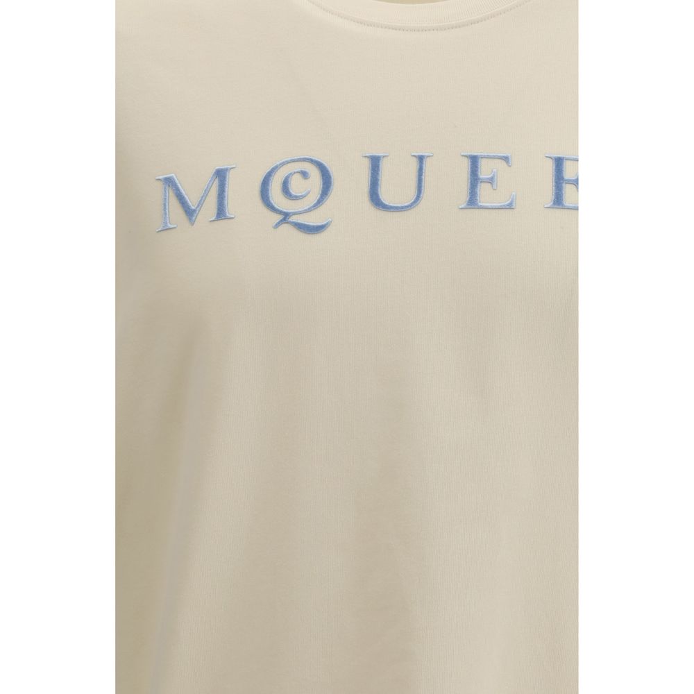 Camiseta de algodón beige Alexander McQueen