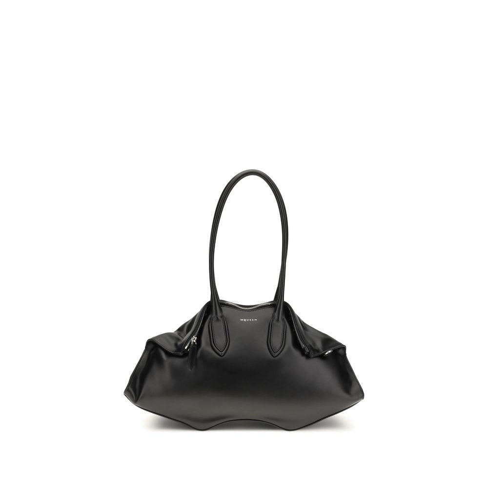Bolso de hombro Alexander McQueen de piel de becerro negra Bos Taurus