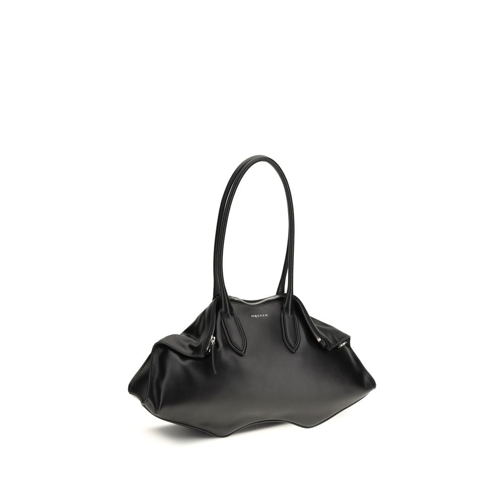 Bolso de hombro Alexander McQueen de piel de becerro negra Bos Taurus