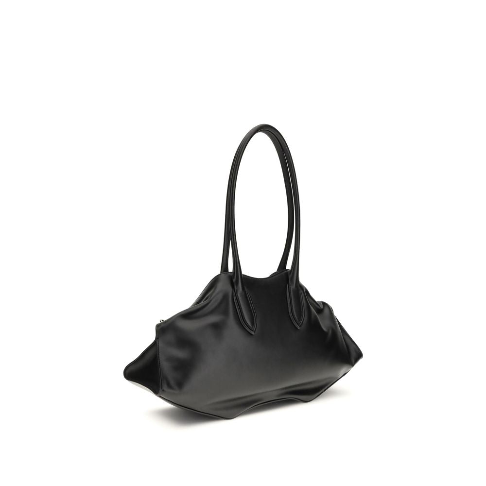 Bolso de hombro Alexander McQueen de piel de becerro negra Bos Taurus