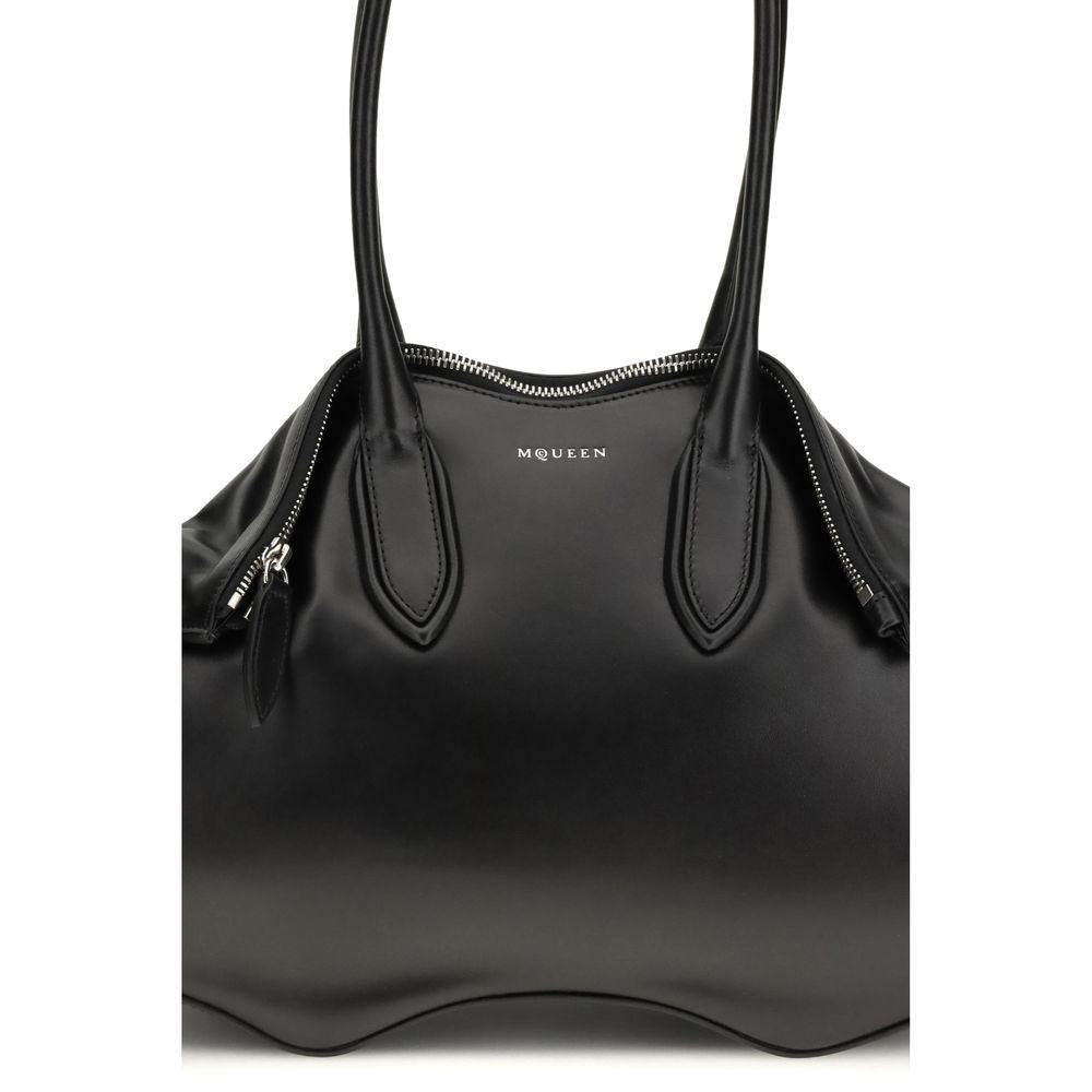 Bolso de hombro Alexander McQueen de piel de becerro negra Bos Taurus