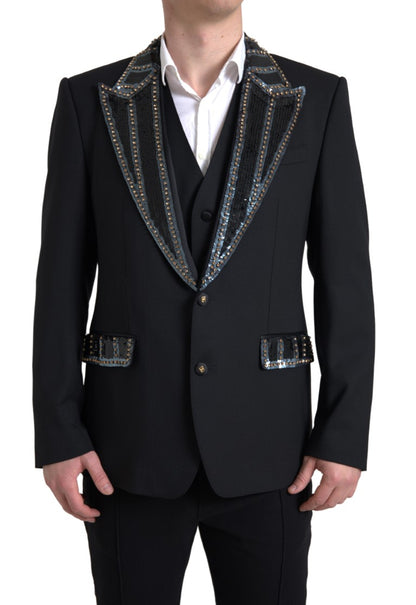 Dolce & Gabbana Black Wool Two-Piece Suit