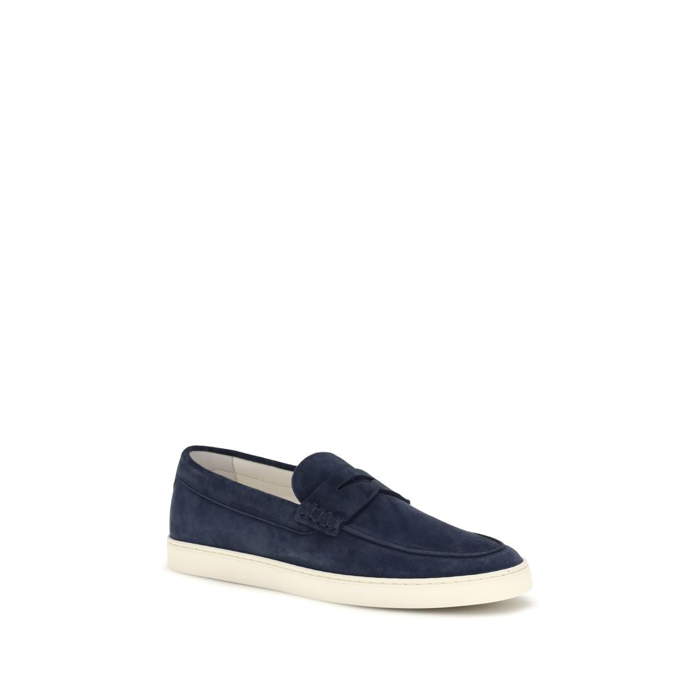 Brunello Cucinelli Mocassins en cuir de veau bleu Bos Taurus