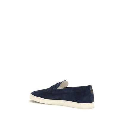 Brunello Cucinelli Mocassins en cuir de veau bleu Bos Taurus