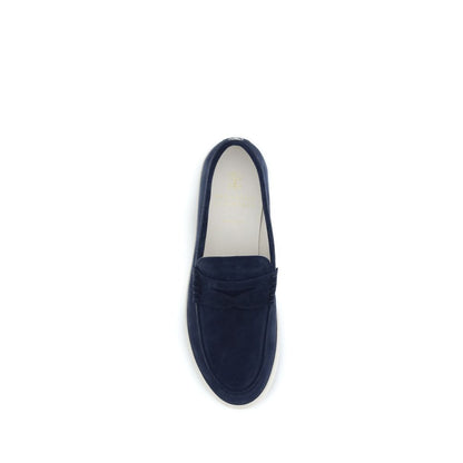 Brunello Cucinelli Mocassins en cuir de veau bleu Bos Taurus