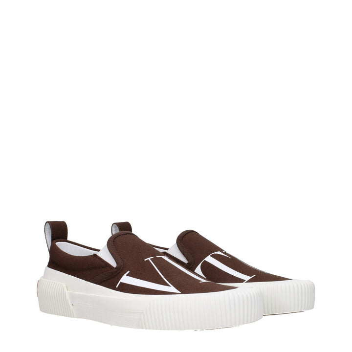 Mocasines sin cordones Valentino Garavani de tela marrón