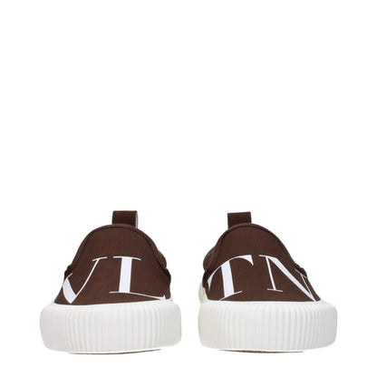 Valentino Garavani Brown Fabric Slip-On Loafers