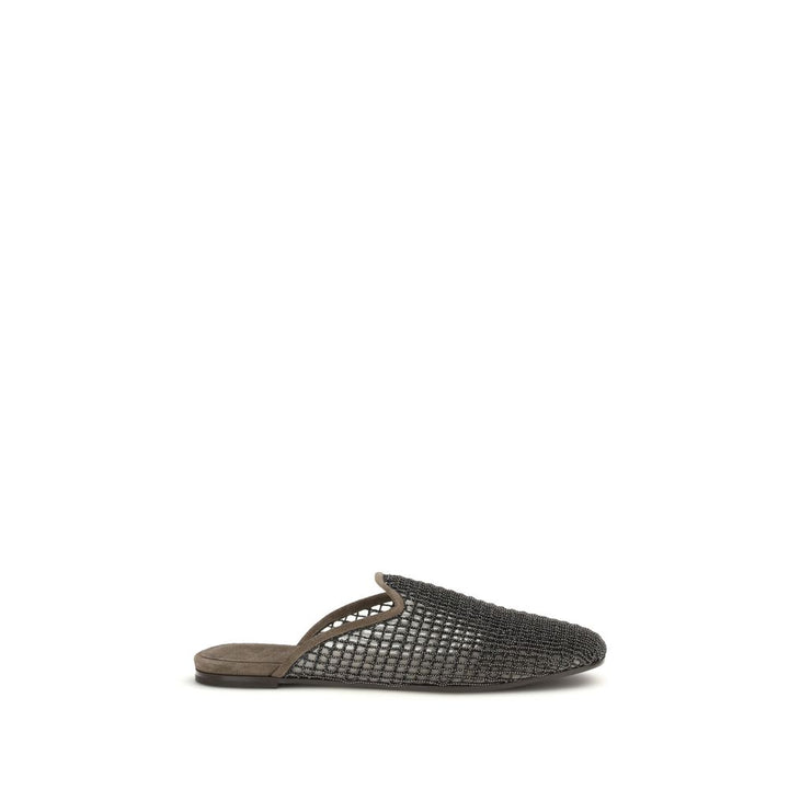 Mules Brunello Cucinelli de piel de becerro gris Bos Taurus