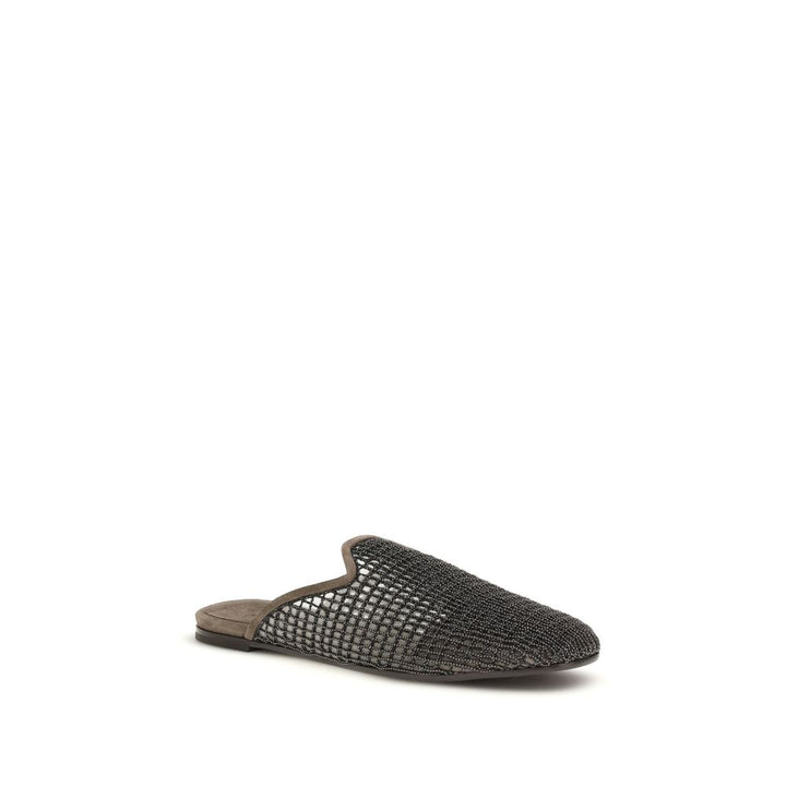 Mules Brunello Cucinelli de piel de becerro gris Bos Taurus