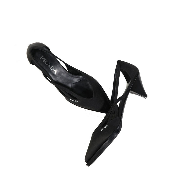 Escarpins Prada en soie noire à talon mi-haut