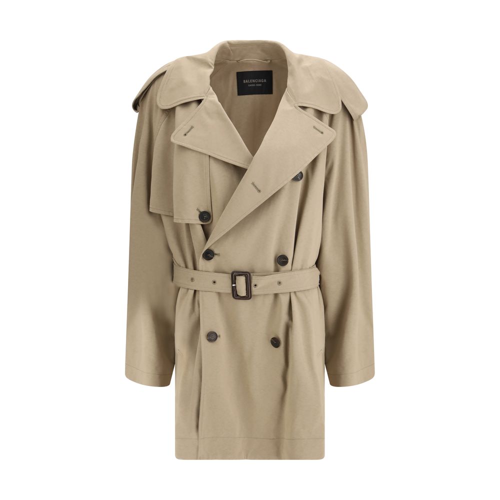 Trench-coat en coton beige Balenciaga