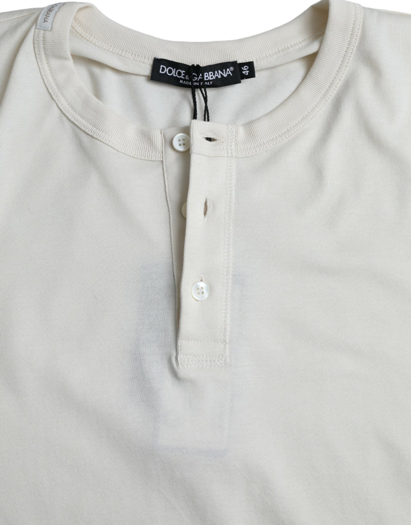 Camiseta de manga larga de algodón blanco Dolce & Gabbana