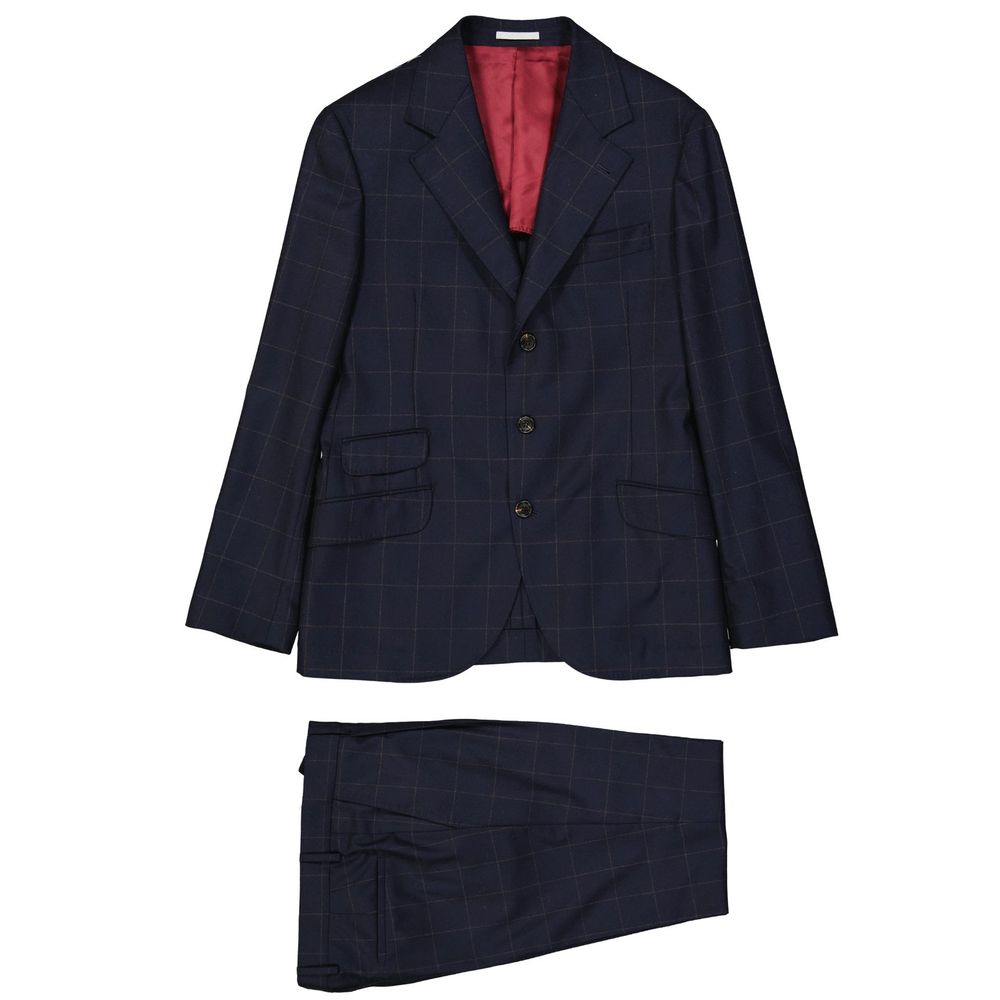 Brunello Cucinelli Costume deux pièces en laine bleue