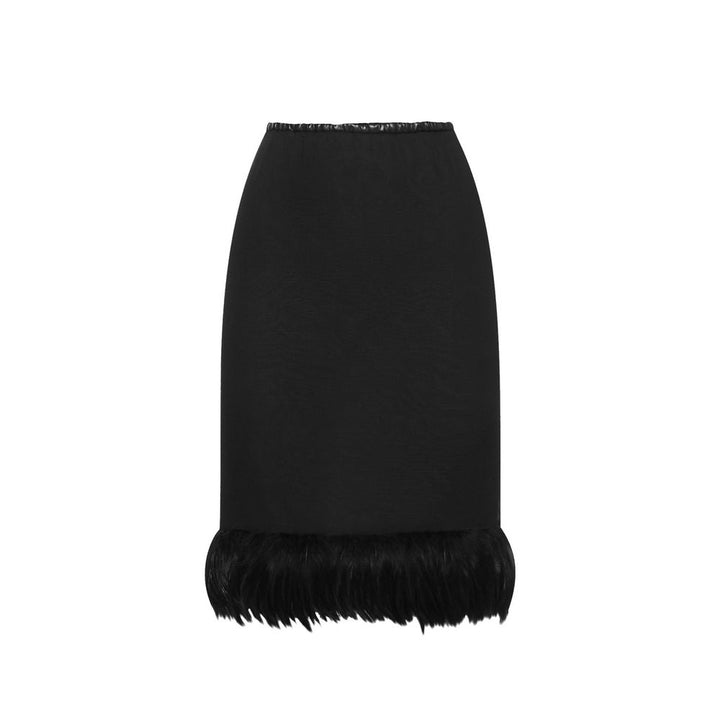 Falda midi de seda negra Saint Laurent