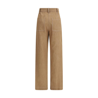 Pantalones informales de algodón marrón Brunello Cucinelli