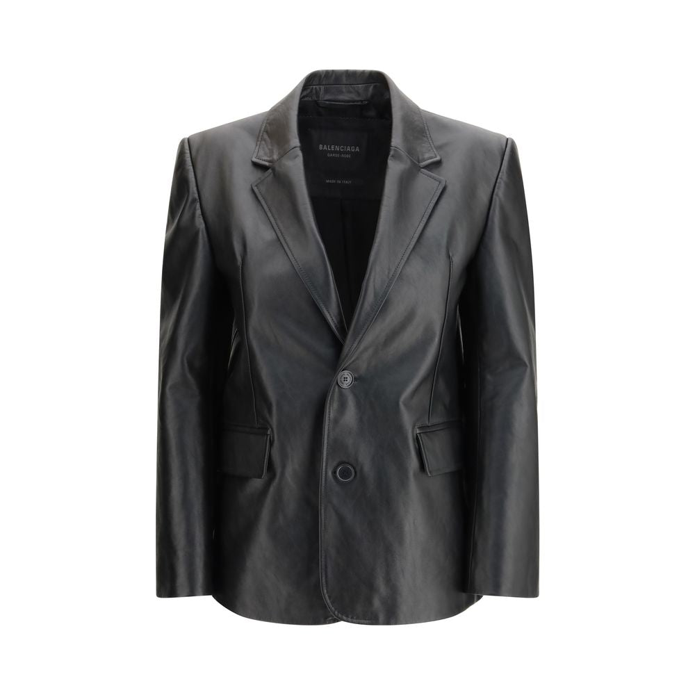Chaqueta Balenciaga de cuero de ternera negro Bos Taurus