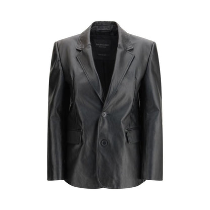 Chaqueta Balenciaga de cuero de ternera negro Bos Taurus