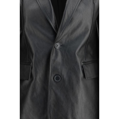 Chaqueta Balenciaga de cuero de ternera negro Bos Taurus