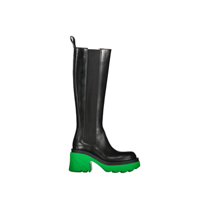 Bottega Veneta Botas Negras de Cuero por Encima de la Rodilla