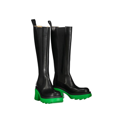 Bottega Veneta Botas Negras de Cuero por Encima de la Rodilla
