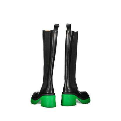 Bottega Veneta Botas Negras de Cuero por Encima de la Rodilla