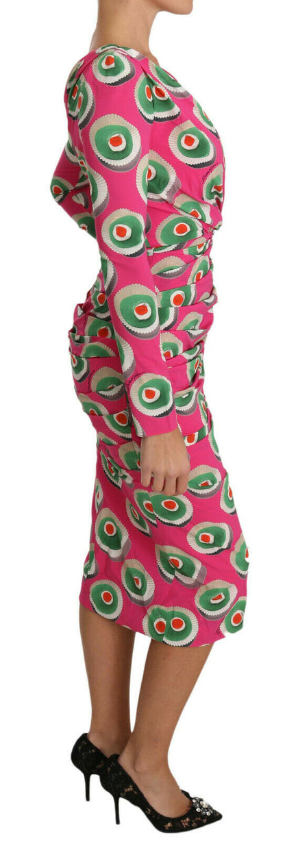 Robe fourreau stretch en soie rose Dolce & Gabbana