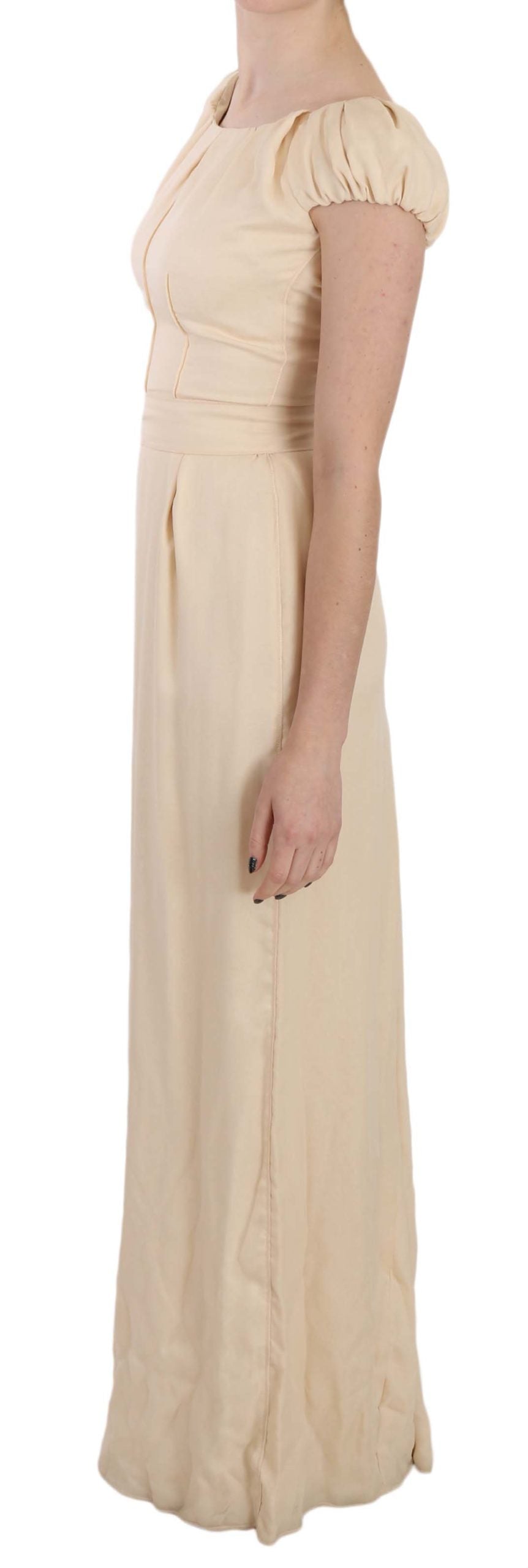 Robe longue droite Dolce & Gabbana en soie beige à manches courtes