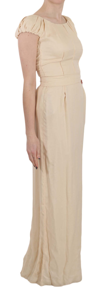 Robe longue droite Dolce & Gabbana en soie beige à manches courtes