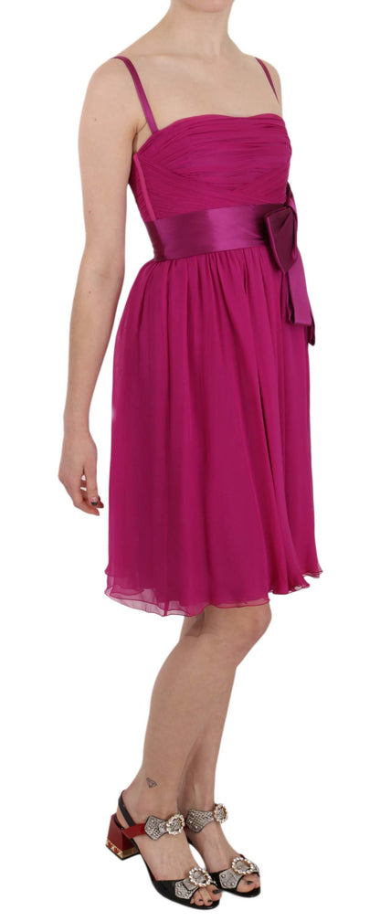 Robe sans manches Dolce & Gabbana en soie fuchsia à nœud