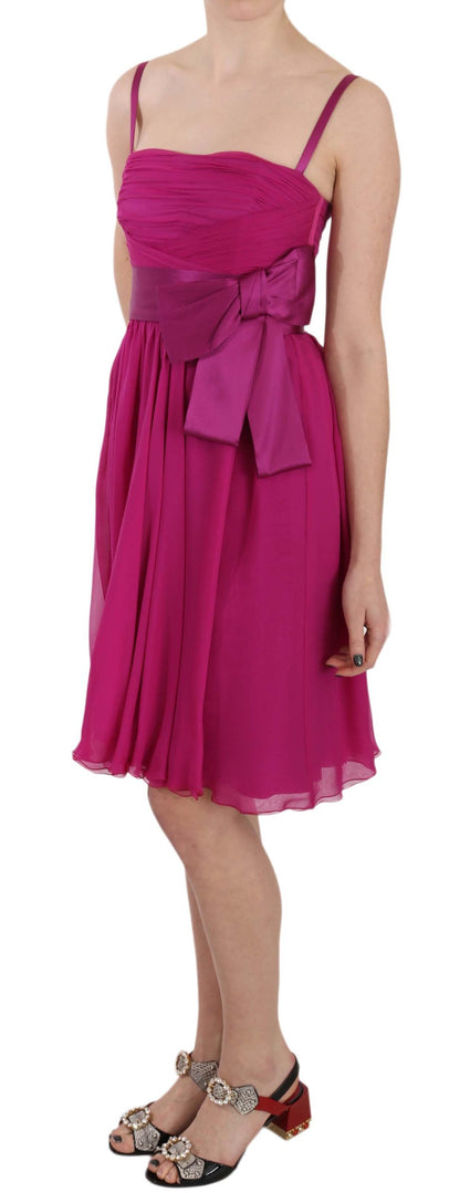 Robe sans manches Dolce & Gabbana en soie fuchsia à nœud