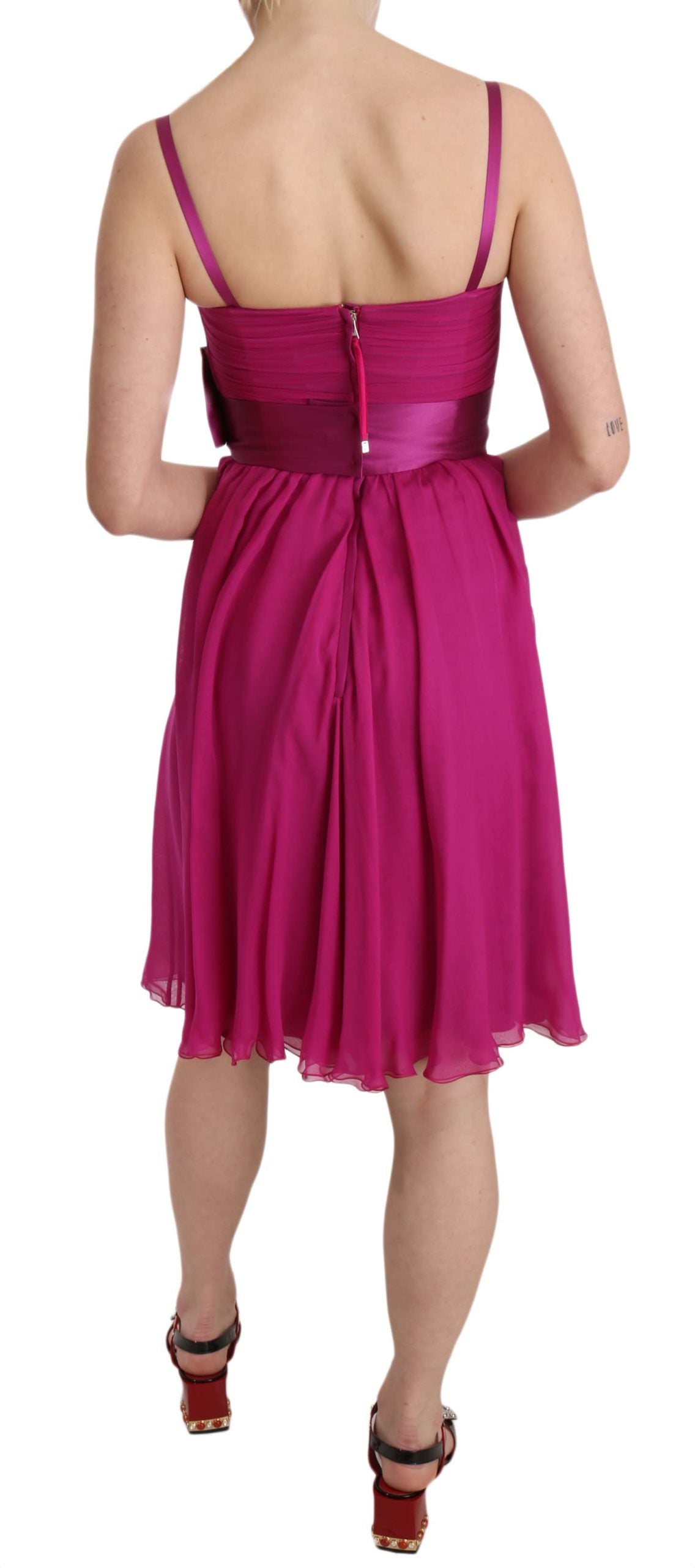 Robe sans manches Dolce & Gabbana en soie fuchsia à nœud