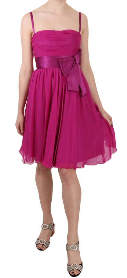 Robe sans manches Dolce & Gabbana en soie fuchsia à nœud