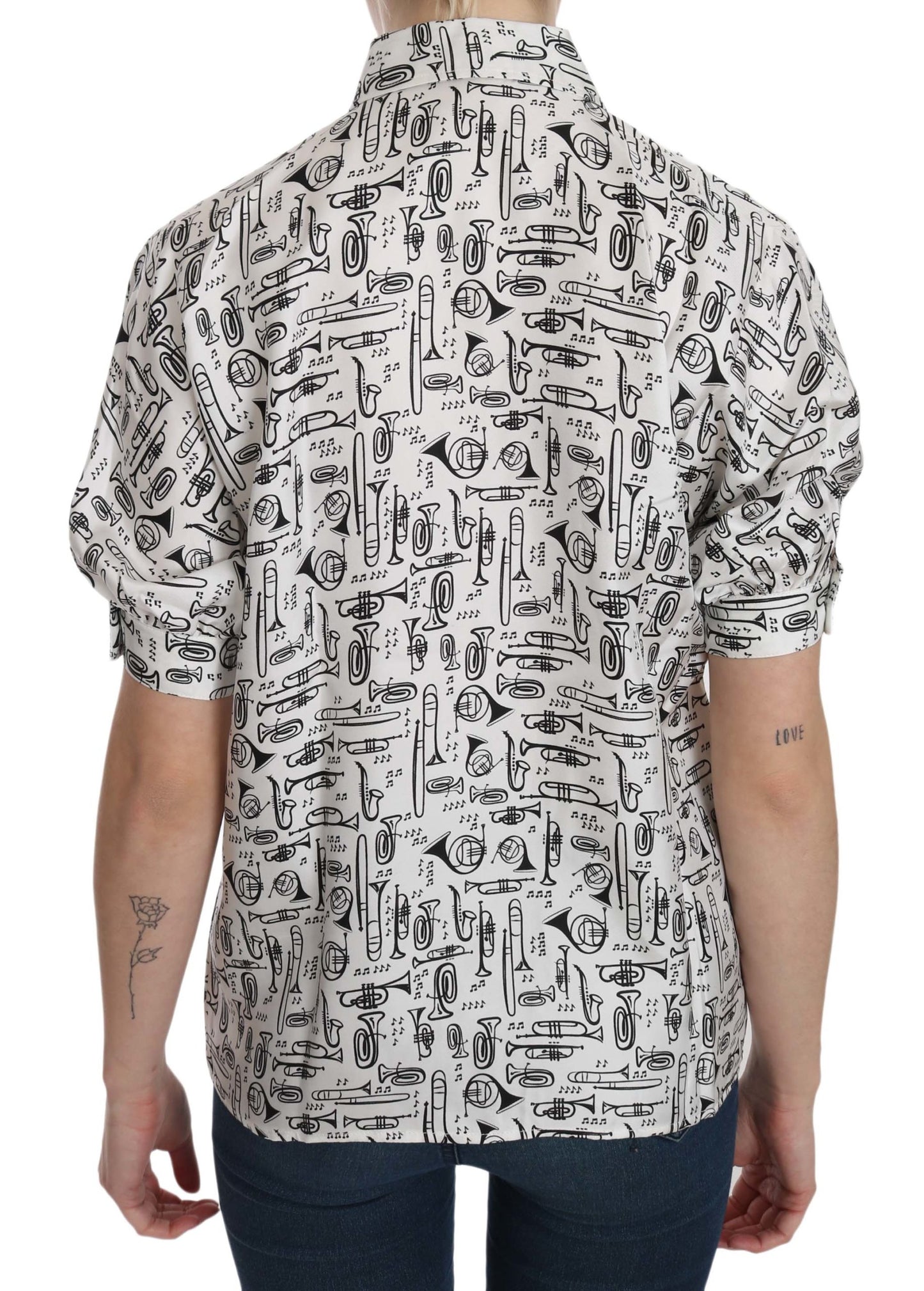 Chemisier blanc col chemise instrument de musique Dolce & Gabbana