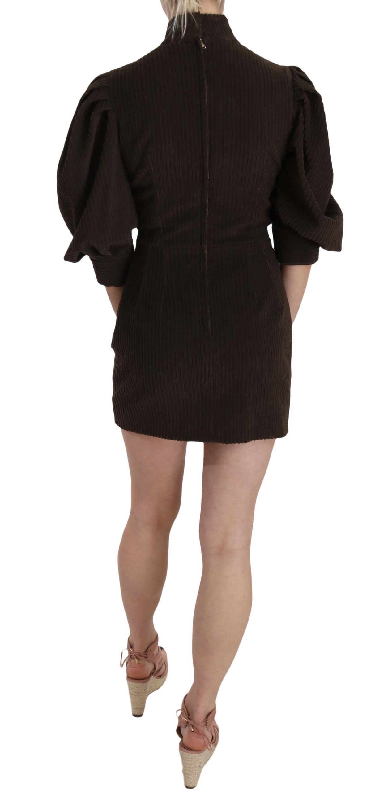 Mini-robe moulante en velours côtelé marron en coton Dolce & Gabbana