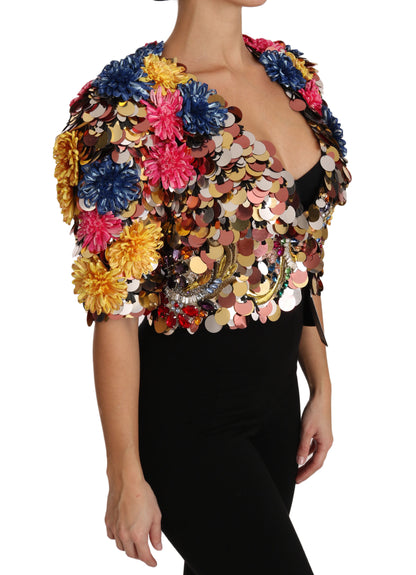 Veste Manteau Fleurie à Paillettes et Cristaux Dolce & Gabbana