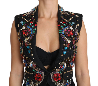 Gilet Dolce & Gabbana Black Crystal Sicily