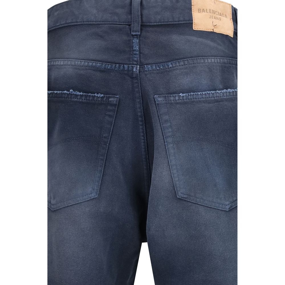 Jean coupe décontractée Balenciaga en coton bleu