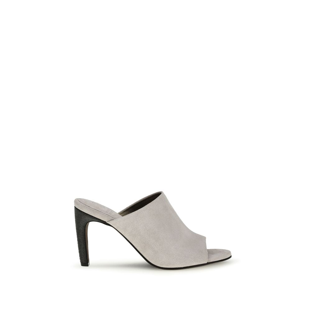 Mules Brunello Cucinelli de piel de becerro gris Bos Taurus
