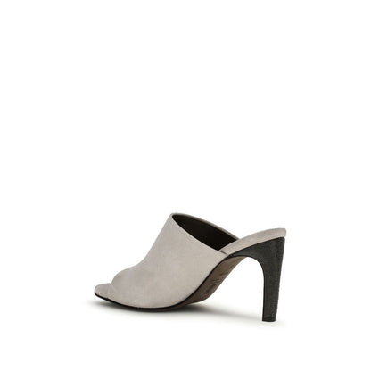 Mules Brunello Cucinelli de piel de becerro gris Bos Taurus