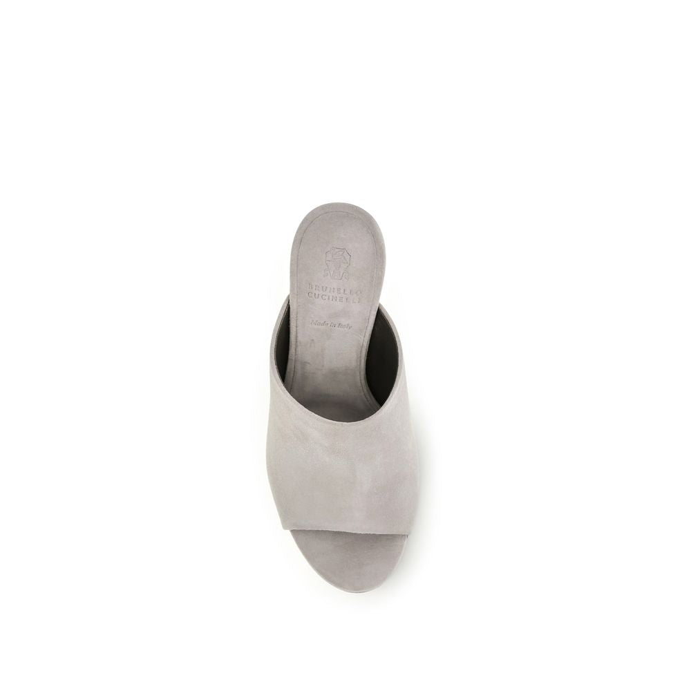 Mules Brunello Cucinelli de piel de becerro gris Bos Taurus